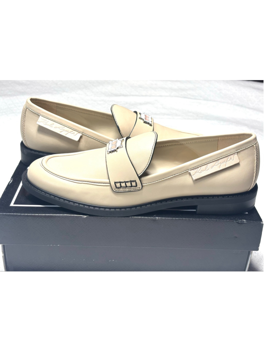 Karl Lagerfeld "Riya" Loafer Beige Nude Choupette Accent SZ 10 NWD